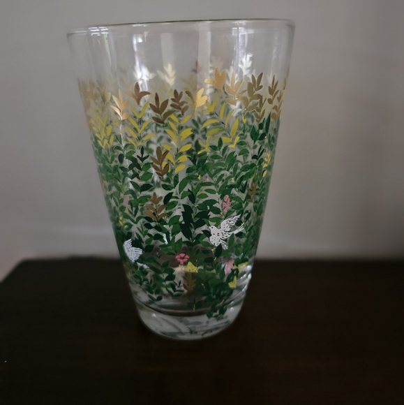 Paule Marrot For Anthropologie Leaves Birds Drinking Glass Tumbler New - Picture 3 of 5
